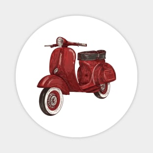 Red Retro Scooter Magnet